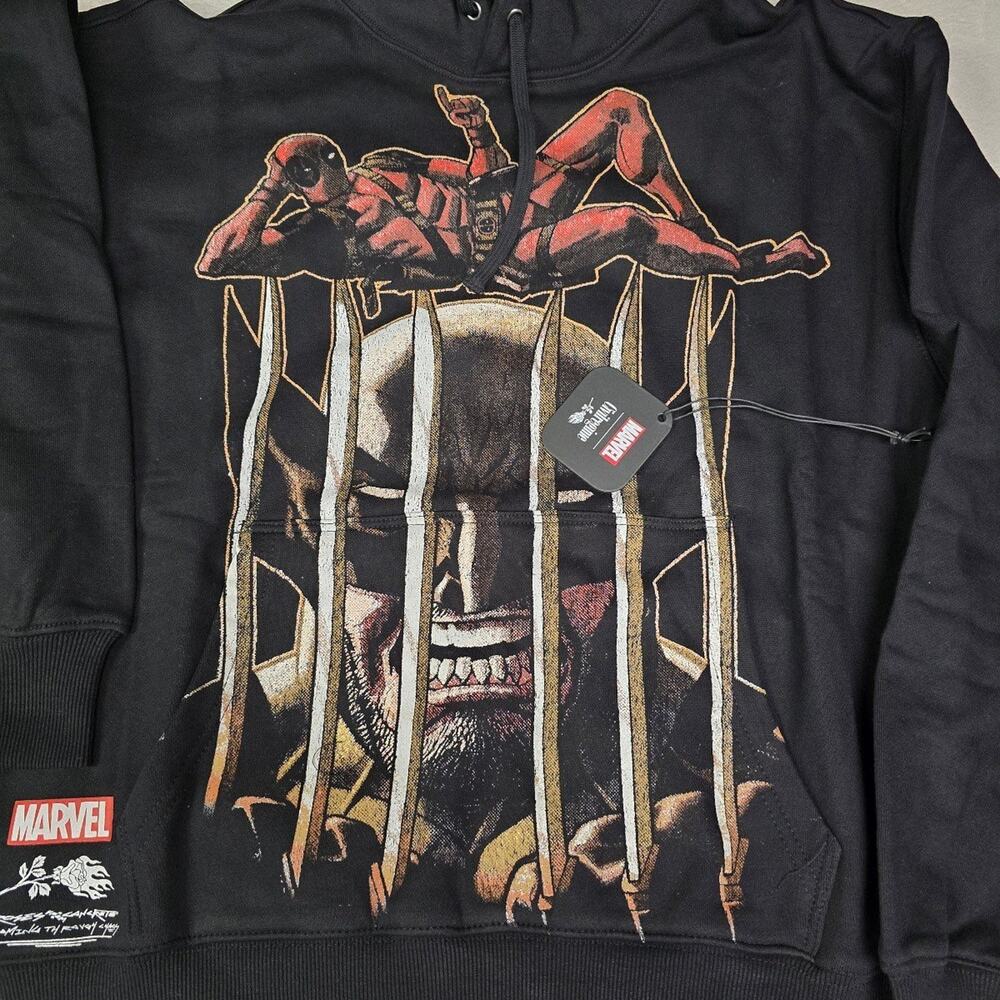 Civil Regime x Marvel Deadpool & Wolverine Regime black graphic hoodie sz Small